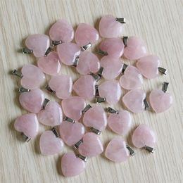 Fubaoying fascino naturale cuore pietra pendente 30 pz / lotto rosa accessori moda cristallo di quarzo 20mm vendita per creazione di gioielli 201181S