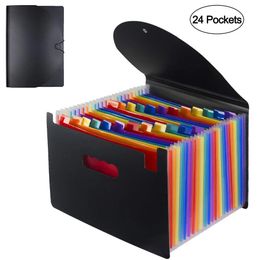 Expanding A4 for File Holder Office Supplies Plastic Rainbows Organizer Letter Size Portable Documents Desk Storage 240102