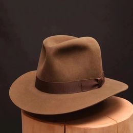 Wool Fedora Hat Vintage Soft Felt Hats Men Trilby Headwear Mans Cap Retro Women NZ354 240102