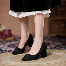 Dress Shoes 2024 Square Toe Women High Heel Small Size 31-43 Black Professional Work