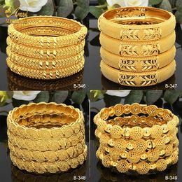 Luxury Dubai Gold Colour Bangles For Women 24K Gold Plated Indian African Bracelets Charm Wedding Ethiopian Arabic Hand Jewellery 240103