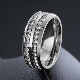 ZORCVENS Trendy Stainless Steel Crystal Zircon Engagement Rings For Men Wedding Jewellery Accessories Gift Fashion Men Rings3639
