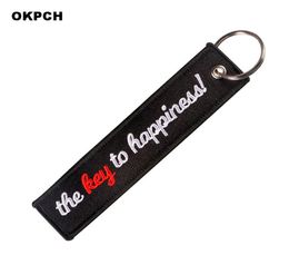 The Key to Happiness Embroidery Letter Key Chain Bijoux for Motorcycles and Cars Gifts 8383994