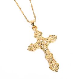 Top Quality The Fast and the Furious Celebrity Vin Items 24K Gold Jesus Cross Pendant Necklace Men Jewelry296e