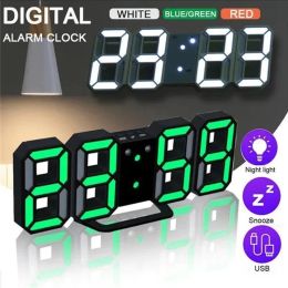 Modern Design 3D LED Wall Clock Digital Alarm Clocks Home Living Room Office Table Desk Night Clock Display Home Decor