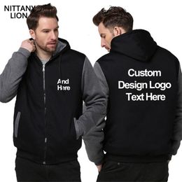 Custom Mens Hoodies Diy Print Design Hoodie Autumn Winter Fleece Thicken Outdoor Coat Jacket Sweatshirts Drop 240102