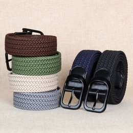 PunchFree Men And Womens Woven Belt Elastic Fashion Korean Trend HighQuality Brand Design Golf Sports Black 2177 240103