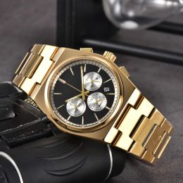 Üst Mens Watch Designer Luxury Quartz hareketi, yüksek nitelikli gül altın boyutu 42mm paslanmaz çelik kayış safir orologio kol saatleri