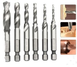 Bits Freeshipping Drillpro 6Pcs/lot Hand Tap Drill Hex Shank HSS Screw Spiral Point Thread Metric Plug Drill Bits M3 M4 M5 M6 M8 M10 Ha