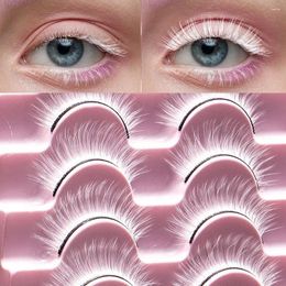 False Eyelashes 10 Pairs Soft Fluffy Cosplay Halloween Cartoon White Lashes Extension DD Curl 3D Mink Party Makeup Tool