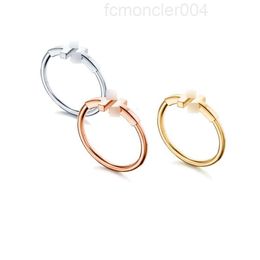 Band Rings t Home Jewellery 925 Silver v Gold Material Simple Fashion Commuter Enamel Double T-shaped Open Ring Z0rr E5BH