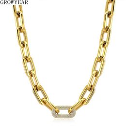 Boxes 316l Stainless Steel Women Men Gold Sier Colour Heavy Thick Big Links Chain Necklace with Bling Crystals Punk Necklace Jewellery