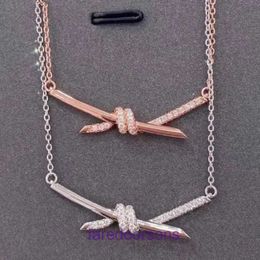 Pendant Necklace Tie Home Collar Chain Designer Jewellery Tifannissm V gold generation carved T home knot necklace for female 18K Have Original Box