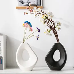 Vases Nordic Modern Simple Ceramic Vase Simulated Dried Flower Arranger Living Room Table Decorations