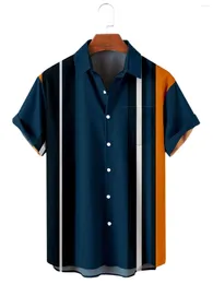 Men's Casual Shirts 2024 5XL Hawaiian Shirt Colourful Striped Camisa Short Sleeve For Men Top Oversized Tee Clothing