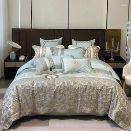 Bedding Sets European Classical Style 120 Gsm Long-staple Cotton Yarn-dyed Relief 4 Pcs Jacquard Beddings Pure All