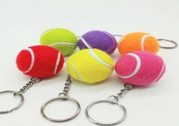 35CM Colourful Tennis Keychain Bag Charm Ball Ornaments Women Men Kids Key Ring Sports Fans Souvenir Birthday Gift Whole5122213