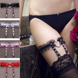 Stage Wear Dance Accessories Lace Leg Garter Harness For Women Girls Adjustable Heart Leg Harness Girl Cosplay Goth Gothic Jewellery