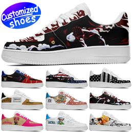 Customized shoes running shoes One Piece star lovers diy shoes Retro casual shoes men women shoes outdoor sneaker the Old Glory black white blue big size eur 25-48