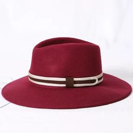 100% Australia Wool Hat Men Wide Brim Felt Fedora Mother Winter Woman Fashion Trilby Hats 240102