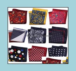 Handkerchiefs Fashion Accessories 23x23 Cm Mans Pocket Square Hanky Printing Polka Dot Floral Chest Towel Big Size Handkerchief Fo3543720