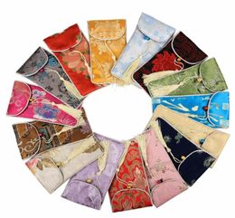 10pcs Tassel Neck rope Cell Phone Bag Cover Chinese Silk Brocade Glasses Pouches Jewelry Packaging Storage Pocket6666998