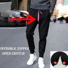 Men's Pants Autumn Winter Men Invisible Zipper Open Crotch Sports Casual Black Plus Size Loose Trousers
