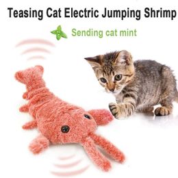 Pet Toy Electric Simulation Lobster Jumping Cat Toy Shrimp Moving Toy USB Charging Funny Plush Toys For Dog Cat Kid Washable Toy 240103