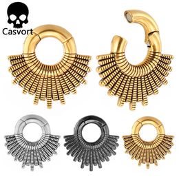 Sets Casvort 2 Pcs 316 Stainless Steel Sun Ear Weights Hangers 8mm 0g Ear Gauges Plugs Earrings Piercing Body Jewellery for Women Men