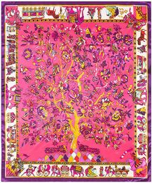 Handmade Vintage Life Tree Print Silk Scarf Joker Foulard Femme Echarpe Neckerchief Square Scarf Whole 9090CM90978176293501