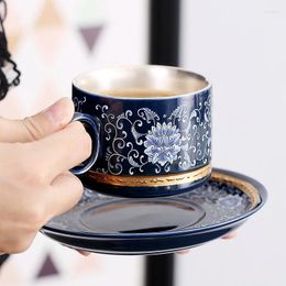 Mugs 160ml Enamel Color Water Cup Set Inner Wall With Tray Ceramic Coffee Tea Cocoa Unique Office Gift