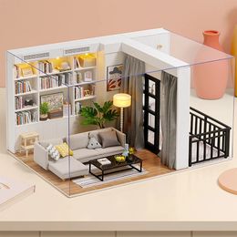 CUTEBEE DIY Doll House Wooden Doll Houses Miniature Dollhouse Furniture Kit with LED Toys for children Christmas Gift QT05 240102