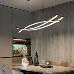 Chandeliers Nordic LED Pendant Chandelier Lighting Kitchen Dining Living Room Table Island Strip Aluminium House Decor Suspen Hanging Lamp