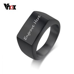 Vnox Free Custom Engrave Rings for Men Big Width Signet Ring Stainless Steel Male Jewelry 240102