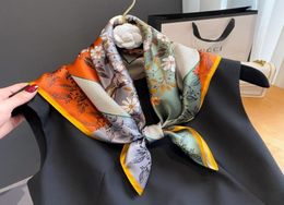 Scarves 2022 Brand 100 Pure Silk Scarf Women Neck Hair Foulard Square Small Headband Hijab Print Poncho Bandana 70cm8509192