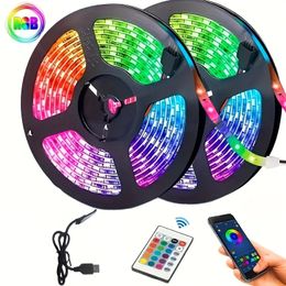 Create A Magical Ambience With 5050 RGB Led Strip Lights - Music Sync Colour Changing, Remote Control, Perfect For Home, Garden, Party, And More!