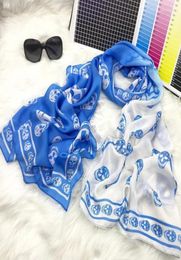 Scarves Women Gradient Skull Print Silk Scarfs Shawls For Ladies Headband Foulard Chiffon Echarpe Designer BandanaScarves ScarvesS7619886