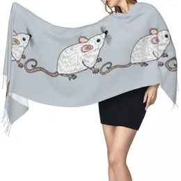 Scarves Autumn Winter Warm Cartoon Rats Mice Fashion Shawl Tassel Wrap Neck Headband Hijabs Stole