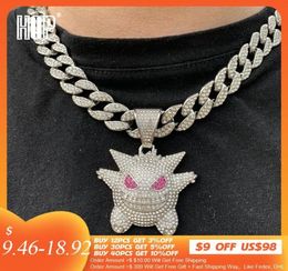 Hip Hop Iced Out Gengar Bling Ghost Alloy Gold Silver Colour Pendant Necklace For Men Women Jewellery With Chains4791526