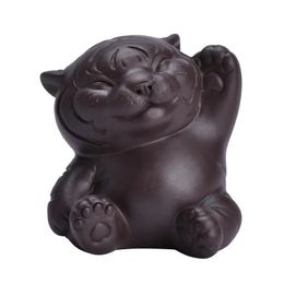 purple clay tiger tea pet zen Kung Fu figure Tea Ceremony Accessories handmade home ornaments 240102