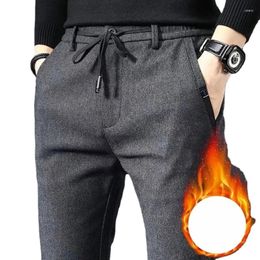 mens pants fashion style harajuku slim fit trousers loose all match thick casual solid pockets straight leg