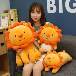 1pc 3550cm Lovely Smile Lion Plush Toys Cartoon Sunshine King Pillow Stuffed Soft Animal Cushion for Children Girls Gifts 240103