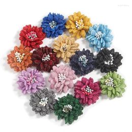 Hair Accessories 200Pcs 1.4" Flower Glitter For Baby Girls Headbands Fabric Flowers Boutique DIY Supplies