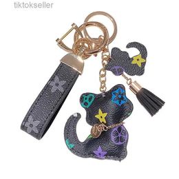 Lanyards Cat Diamond Design Car Keychain Favour Flower Bag Pendant Charm Jewellery Keyring Holder for Men Gift Fashion PU Animal Key Chain Acc