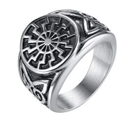 Male 14K White Gold Ring New Mens Ring Fashion Retro Viking Ring Manufacturer for Mens Silver Rings