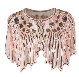 Scarves Retro Geometric Sequin Beaded Cape Vintage 1920s Shawl Wraps Flapper Cover Up Women Lady Mesh Scarf For Party Evening Gown6202153