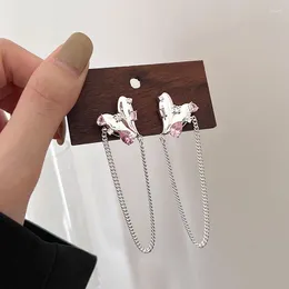 Stud Earrings Silvology 925 Sterling Silver Pink Zircon Heart Chain Tassel For Women Long Large Unusual Luxury Jewellery