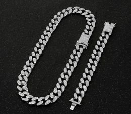 Cuban Men039s Mesh Necklace Gold Silver Necklace Ice Bracelet Sparkling Crystal Hip Hop Jewellery 20mm Q061752978282400624