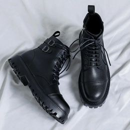Boots England Style Men's Brand Designer Shoes Black High Top Cowboy Boot Original Leather Ankle Platform Botas Hombre Zapatos