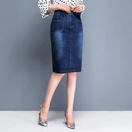 Jeans Women Jeans Skinny Skirts Blue Girls High Waist Casual Denim Pencil Skirt Female Kneelength Skirts P2490